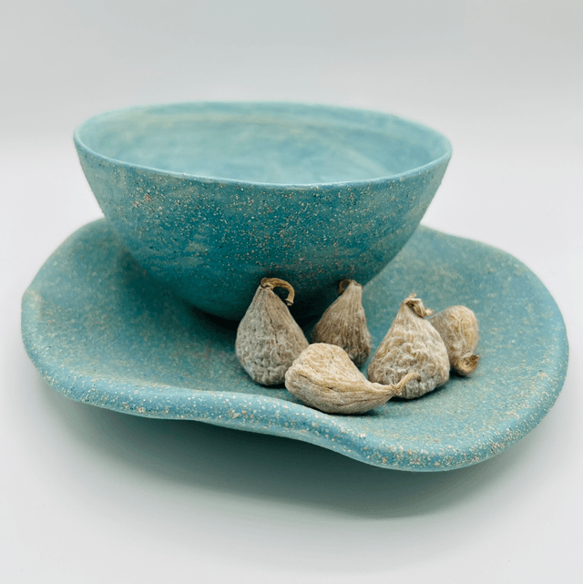 Plat turquoise pailleté