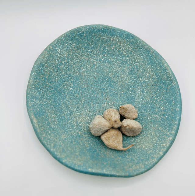 Plat turquoise pailleté