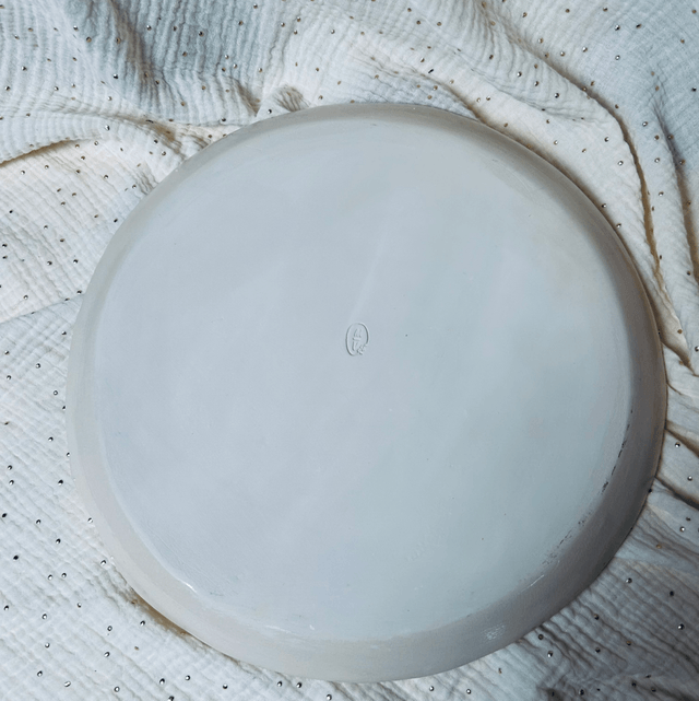 Grand plat rond agrumes bleus