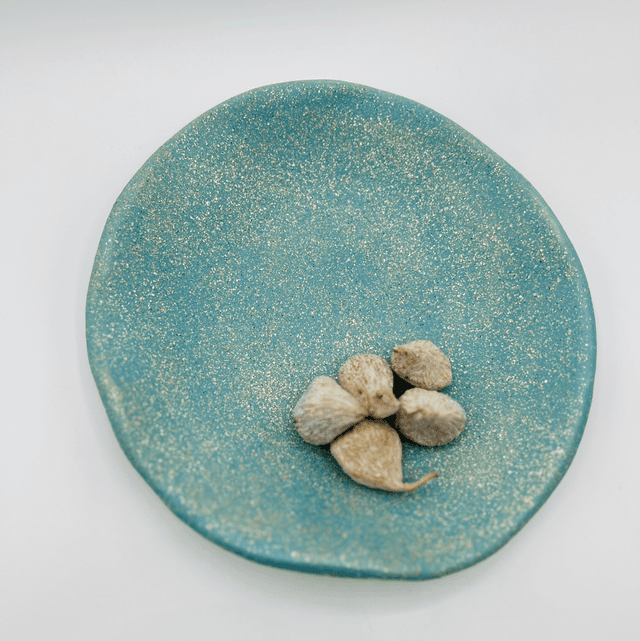 Plat turquoise pailleté